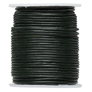 Cord, leather (dyed), avocado, 1.4-1.6mm round. Sold per 25-yard spool.
