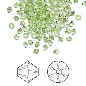 Bead 1440pk peridot, Swarovski® 3mm XILION bicone 5328