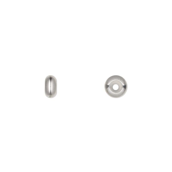 Bead keeper, stainless steel and silicone, clear, 6x3mm rondelle, fits 1.7mm chain or cord. Sold per pkg of 4. image number 0