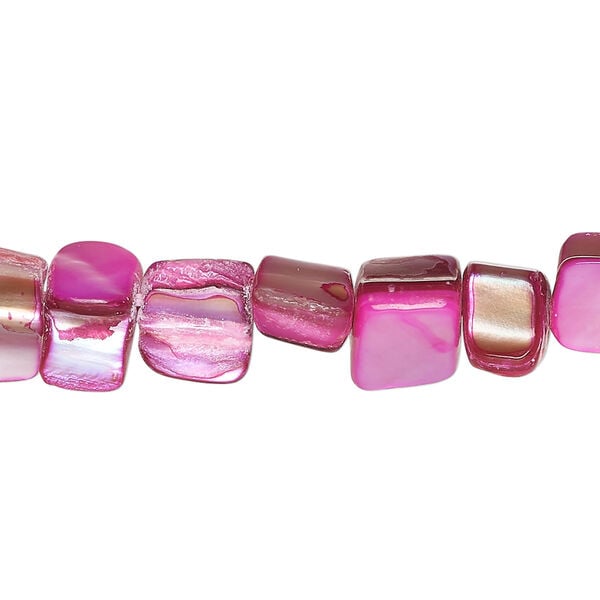 Mother-of-pearl shell 1pkg1, triangle tube bead 15 inch fuchsia 7x6mm-13x9mm image number 0