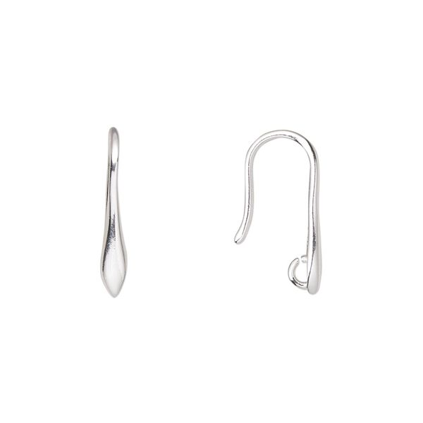 Ear wire 1pkg2 Amoracast® sterling silver, 18mm marquise / hidden loop, 20 gauge 1 pair image number 0