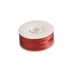 Thread, Nymo®, nylon, red, size D. Sold per 64-yard bobbin.
