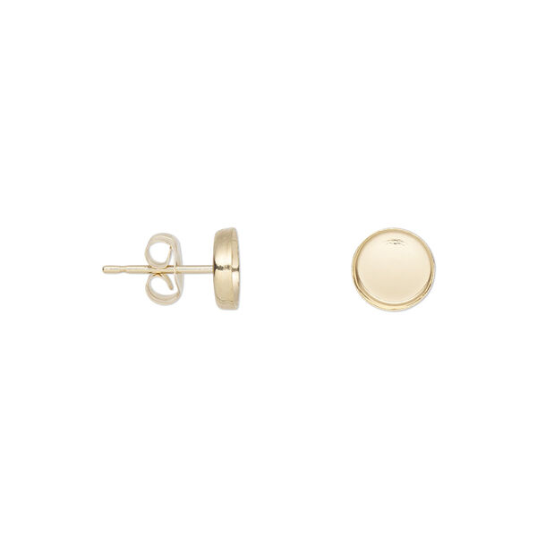 Earstud, 14Kt gold-filled, 6mm round with 6mm bezel setting. Sold per pair. image number 0