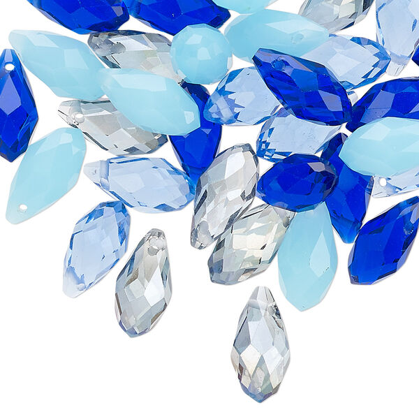 Briolette mix 40pk blue, Celestial Crystal® 12x6mm drop image number 0