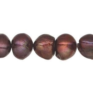 Freshwater 1pkg1, flat-sided potato pearl, 15.5-16 inch black cherry 10-13mm cultured