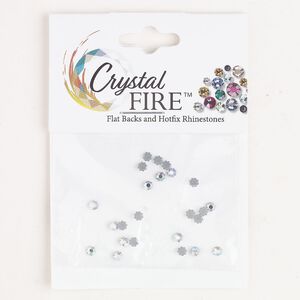 Flat back 24pk crystal AB foil back, Crystal Fire® 2.8-2.9mm hotfix flower SS10