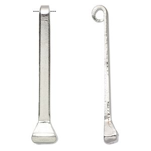 Focal, imitation rhodium-plated carbon steel, 43x8mm horseshoe nail with curl. Sold per pkg of 4.