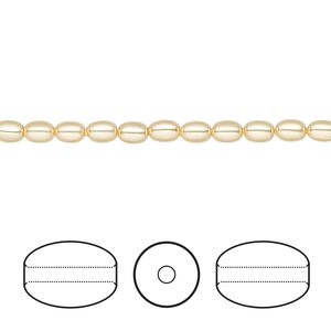 Pearl 100pk gold, Crystal Passions® 4x3mm rice 5824