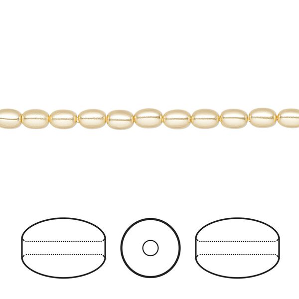 Pearl 100pk gold, Crystal Passions® 4x3mm rice 5824 image number 0