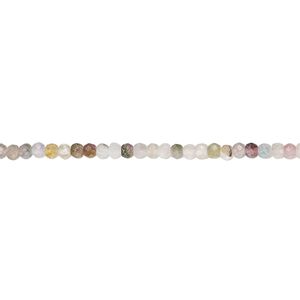Multi-tourmaline 1pkg1, hand-cut faceted round bead natural 12 inch 2mm