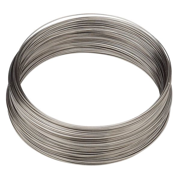 Wire, stainless steel, half-hard, round, 28 gauge. Sold per pkg of 55 feet. image number 0