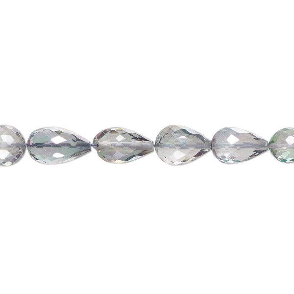 Mystic topaz 1pkg1, hand-cut vertically-drilled faceted teardrop bead 8 inch graduated 7x5mm-8x6mm image number 0