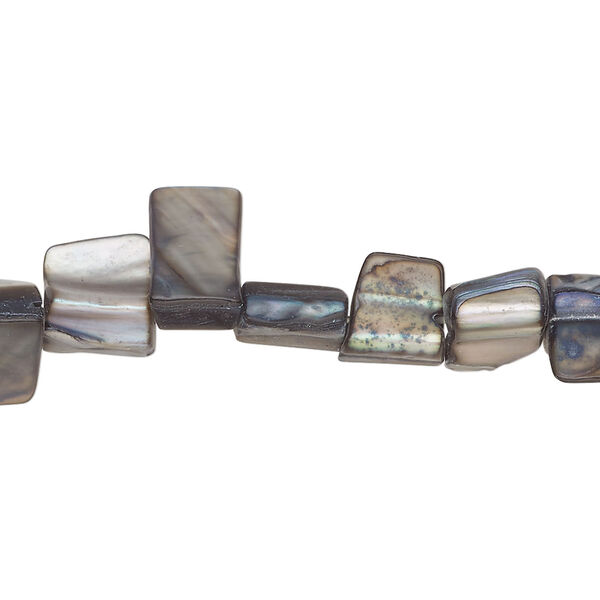 Mother-of-pearl shell 1pkg1, triangle tube bead 14 inch blue steel 6x6mm-11x9mm image number 0
