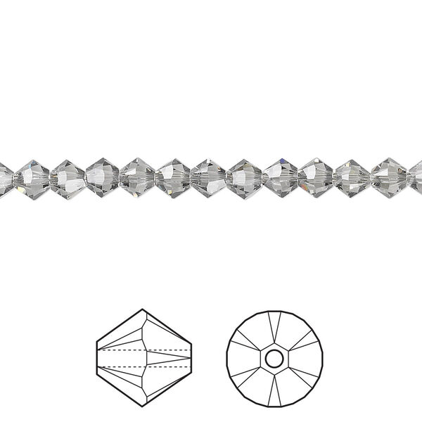 Bead 48pk black diamond, Crystal Passions® 4mm bicone 5328 image number 0