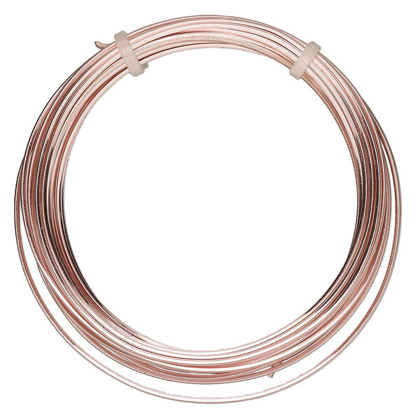 Wire, ParaWire™, rose gold-finished copper, square, 18 gauge. Sold per 4-yard section. image number 0