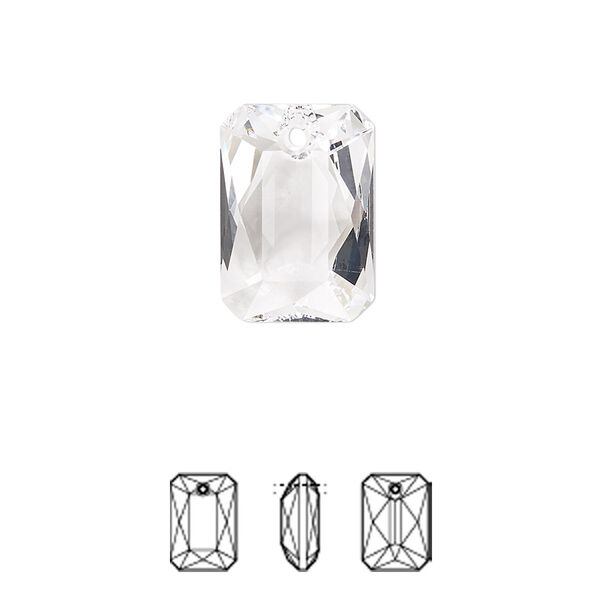 Drop 1pk crystal, Crystal Passions® 16x11.5mm pendant emerald cut 6435 image number 0