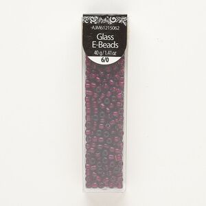 Seed bead, glass, pkg/40g, #6 round, opaque magenta.