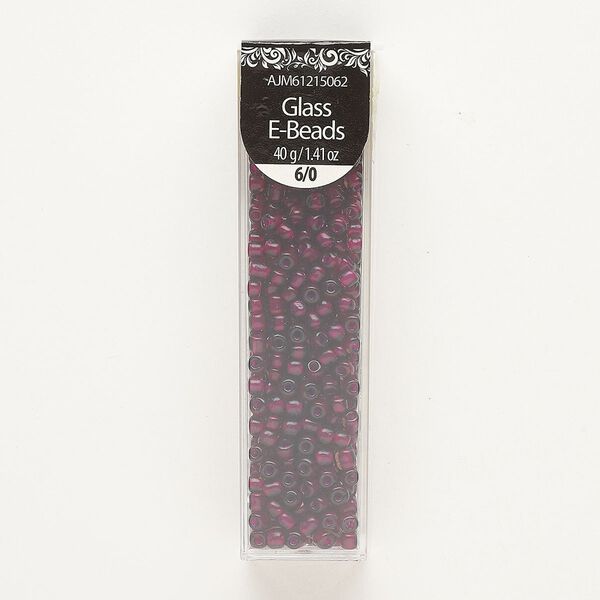 Seed bead, glass, pkg/40g, #6 round, opaque magenta. image number 0