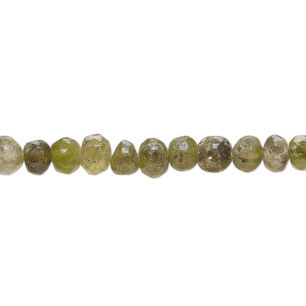 Bead, vesuvianite (natural), small hand-cut tumbled faceted pebble, Mohs hardness 6-1/2. Sold per 14-inch strand. image number 0