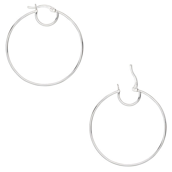 Hoop, sterling silver, 40mm round with closed loop, 19 gauge. Sold per pair. image number 0