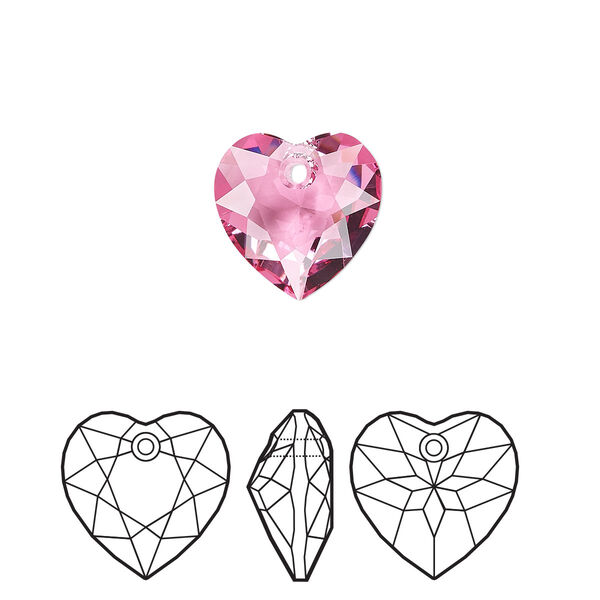 Drop 2pk rose, Crystal Passions® 10.5mm pendant heart cut 6432 image number 0