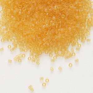 Seed bead, Delica®, glass, pkg/250g, #11 round, transparent light topaz (DB-0702).