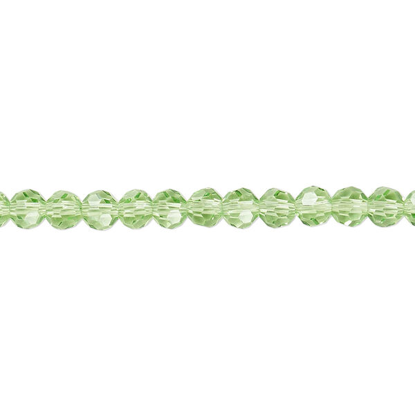 Bead 1pk 32 facets transparent lime green, Celestial Crystal® 4mm round 15.5-16 inch image number 0