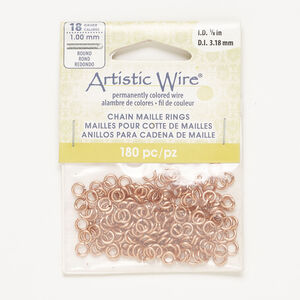 Jump ring 1pkg180, Artistic Wire®, copper, 5mm round, 3.1mm inside diameter, 18 gauge.