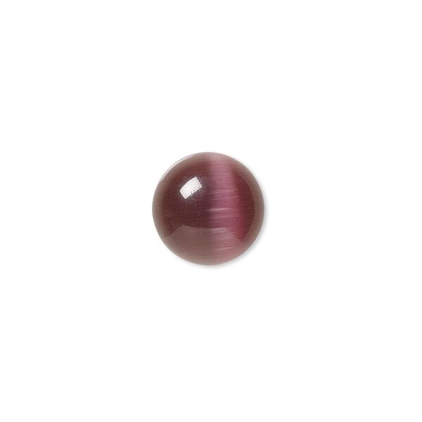 Cabochon, cat's eye glass (fiber optic glass), purple, 12mm calibrated round, quality grade. Sold per pkg of 10. image number 0