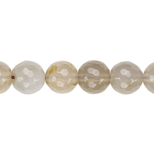 Bead, agate (dyed), smoky grey, 10mm faceted round, B grade, Mohs hardness 6-1/2 to 7. Sold per 15-inch strand. image number 0
