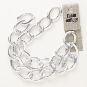 Chain, aluminum, pkg/18 inches, silver, 20-21mm textured curb.