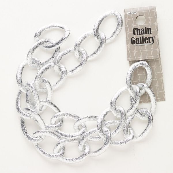 Chain, aluminum, pkg/18 inches, silver, 20-21mm textured curb. image number 0
