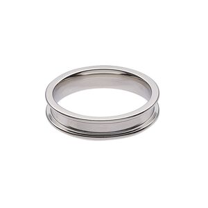 Ring, stainless steel, 5mm wide band with 2.9mm wide channel, size 10. Sold individually.