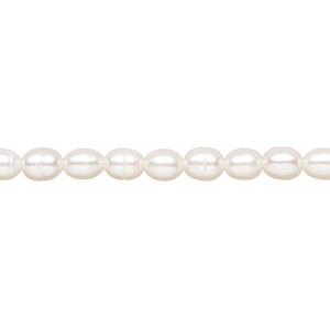 Freshwater pearl 1pkg1, rice, 15 inch bright white 4-5mm cultured
