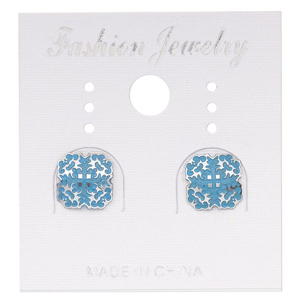 Earstud, stainless steel, blue patina, 10mm fancy diamond. Sold per pair. image number 0