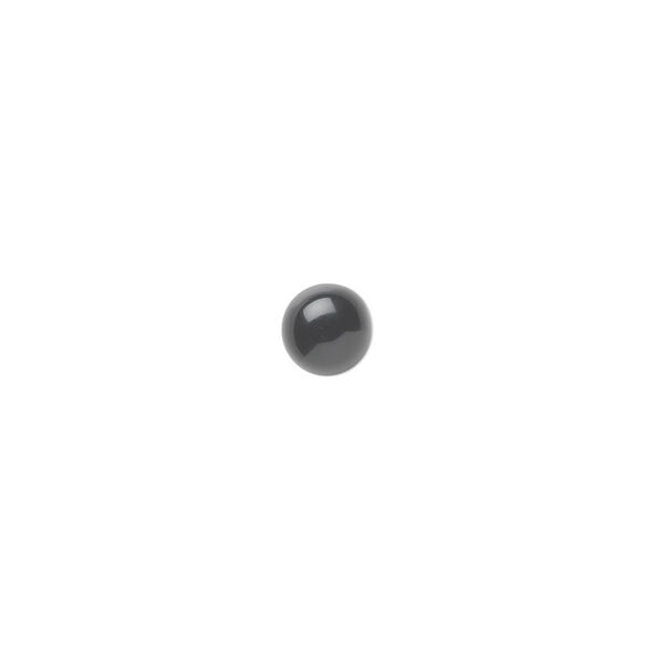 Cabochon, black onyx (dyed), 5mm calibrated round, B grade, Mohs hardness 6-1/2 to 7. Sold per pkg of 16. image number 0