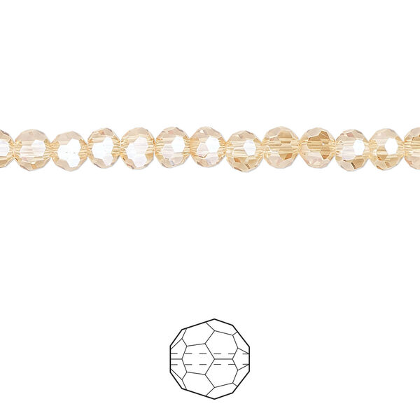 Bead 144pk translucent crystal golden shadow, Celestial Crystal® 4mm round image number 0