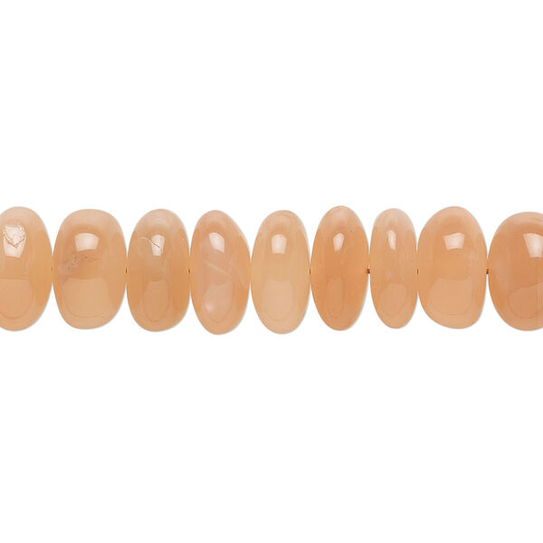 Bead, peach moonstone (natural), 10x4mm-11x7mm hand-cut saucer rondelle, B+ grade, Mohs hardness 6 to 6-1/2. Sold per 8-inch strand, approximately 35 beads. image number 0