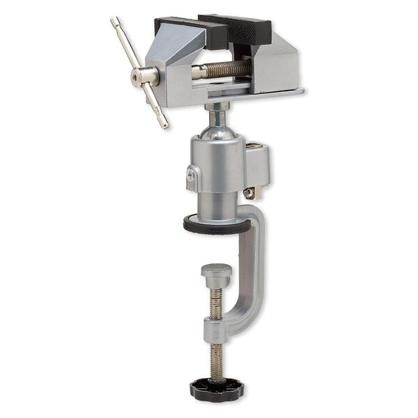 Table vise, coated aluminum / steel / rubber, black, 6x6 inches with swivel base and 3-inch jaw length. Sold individually. image number 0