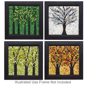 Sabrina Frey Bead Mosaic™ Starter Kit, glass / medium-density fiberboard / glue, pkg/1, multicolored, (4) 6x6 inches with "Four Seasons" design.