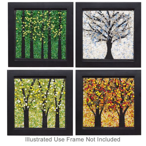 Sabrina Frey Bead Mosaic™ Starter Kit, glass / medium-density fiberboard / glue, pkg/1, multicolored, (4) 6x6 inches with "Four Seasons" design. image number 0