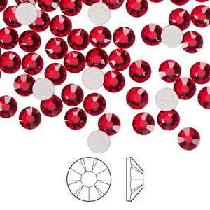 Flat back 144pk light Siam foil back, Preciosa MAXIMA Czech crystal hotfix rhinestone 4.6-4.8mm chaton rose round SS20