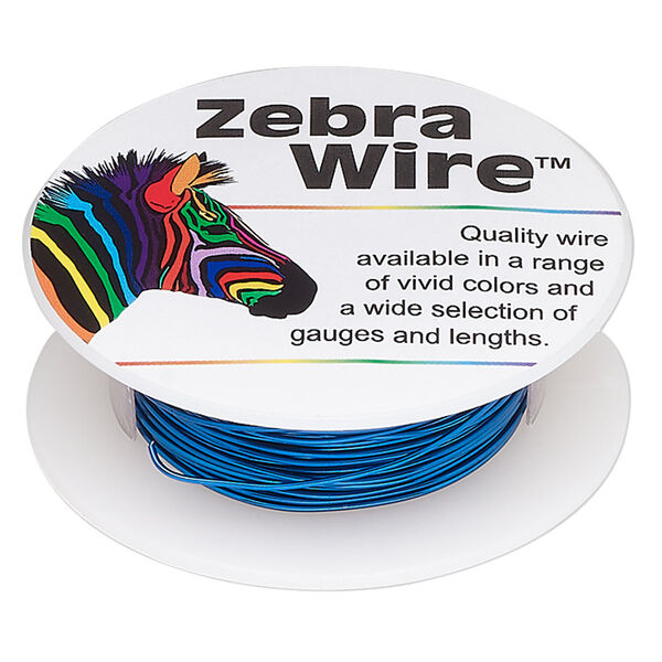 Wire, Zebra Wire™, color-coated copper, royal blue, 22 gauge. Sold per 15-yard spool. image number 0