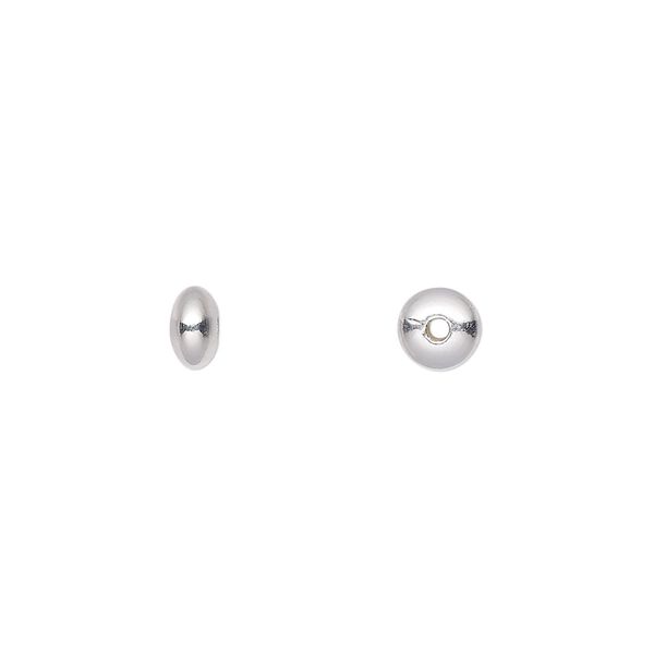 Bead, sterling silver, 5.5x3mm smooth saucer. Sold per pkg of 10. image number 0