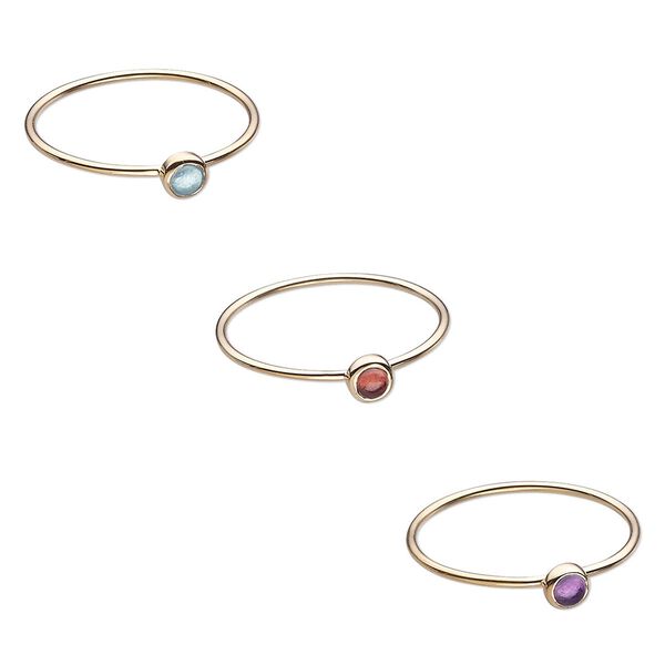 Ring, amethyst / garnet / apatite (natural) / gold-finished sterling silver, 4.5mm wide, size 9. Sold per 3-piece set. image number 0