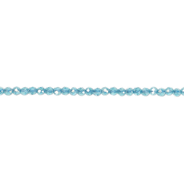 Glass 1pkg1, faceted round bead 14 inch transparent teal blue AB 2mm image number 0