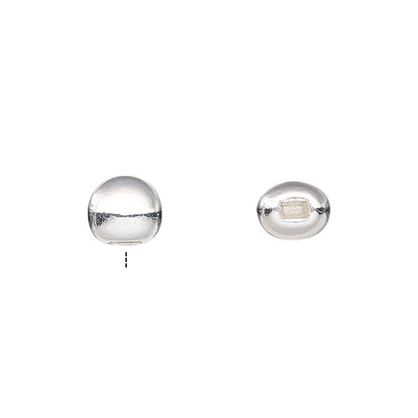 Bead end, Beadalon®, silver-plated "pewter" (zinc-based alloy), 5mm half-drilled round. Sold per pkg of 10. image number 0