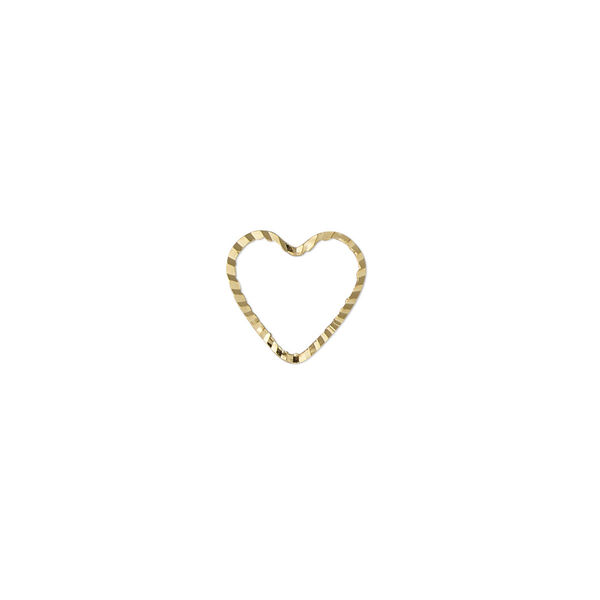 Component, gold-plated brass, 10.5x10mm single-sided diamond-cut open heart, 1mm thick. Sold per pkg of 100. image number 0