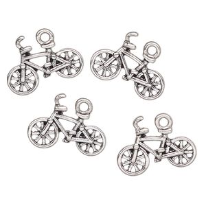 Charm, antique silver-finished "pewter" (zinc-based alloy), 18x15mm bicycle. Sold per pkg of 4.