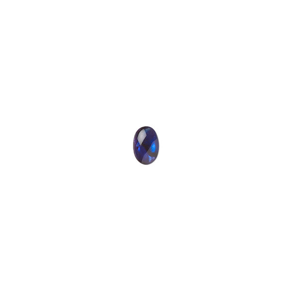 Cabochon, paua shell (dyed / coated), purple, 6x4mm calibrated oval, Mohs hardness 3-1/2. Sold per pkg of 10. image number 0